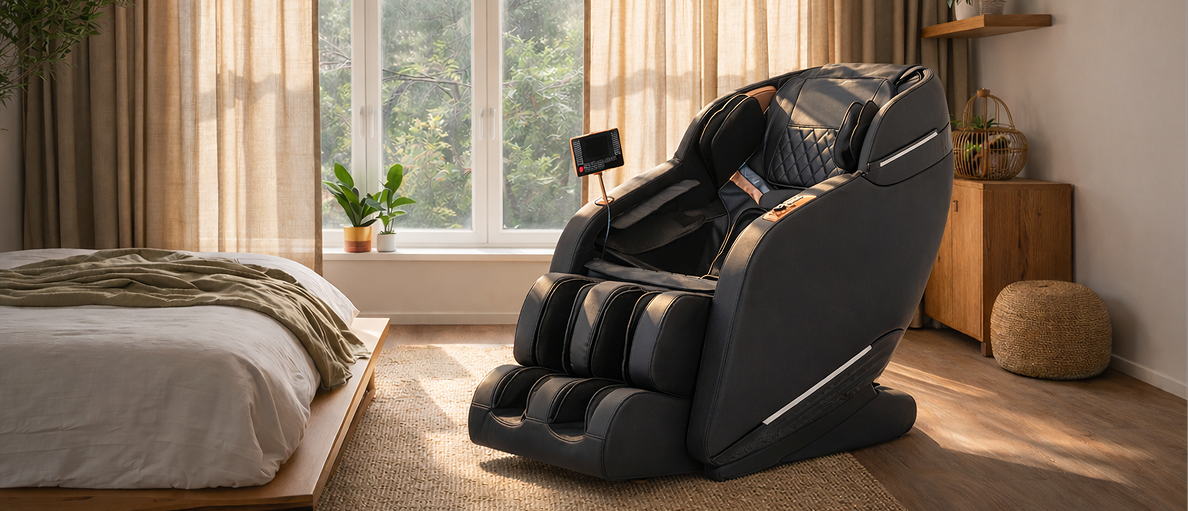 What does a massage chair do? Nora massage chair in a modern living room